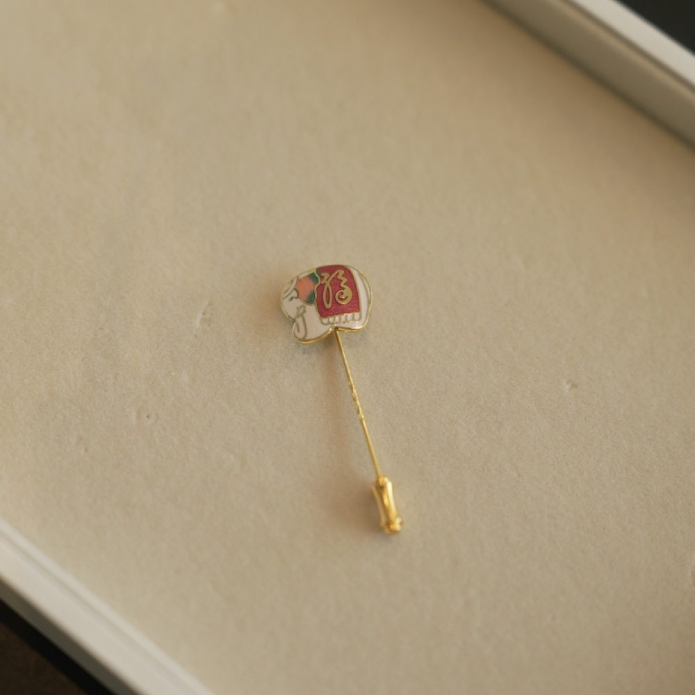 Vintage Gold and Red Elephant Stick Pin